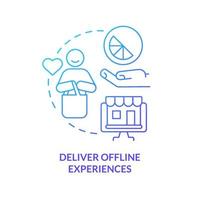 Deliver offline experiences blue gradient concept icon. Sensory branding strategy abstract idea thin line illustration. Satisfied client. Isolated outline drawing vector