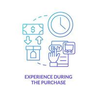 Experience during purchase blue gradient concept icon. Fully immersive sensory adventure abstract idea thin line illustration. Shopping. Isolated outline drawing vector