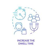 Increase dwell time blue gradient concept icon. Scent marketing advantage abstract idea thin line illustration. In store customer experience. Isolated outline drawing vector