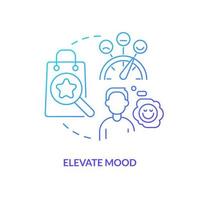 Elevate mood blue gradient concept icon. Ambient scent branding benefit abstract idea thin line illustration. Feel happy and relaxed while shopping. Isolated outline drawing vector
