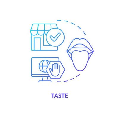 Taste blue gradient concept icon. Sensory marketing sense abstract idea thin line illustration. Food and drink preferences. Free samples, tasters. Isolated outline drawing