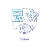 Display blue gradient concept icon. Visualization in retail marketing abstract idea thin line illustration. Product placement in store. Isolated outline drawing vector