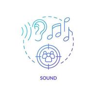 Sound blue gradient concept icon. Sensory branding sense abstract idea thin line illustration. Affecting customer perceptions. Memorable music. Isolated outline drawing vector