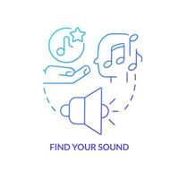 Find your sound blue gradient concept icon. Sensory advertising strategy abstract idea thin line illustration. Catch customer attention. Isolated outline drawing vector