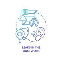 Leaks in ductwork blue gradient concept icon. Inefficient house insulation. Draughts proof. Vent system flaw abstract idea thin line illustration. Isolated outline drawing vector