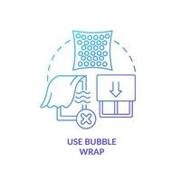 Use bubble wrap blue gradient concept icon. Winterized house. Window insulation. Draughts proof abstract idea thin line illustration. Isolated outline drawing vector