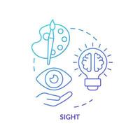 Sight blue gradient concept icon. Sensory receptor in advertising abstract idea thin line illustration. Well-designed logo. Color scheme. Isolated outline drawing vector