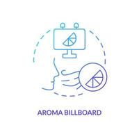 Aroma billboard blue gradient concept icon. Scent marketing type abstract idea thin line illustration. Advertising technique. Noticeable fragrance. Isolated outline drawing vector