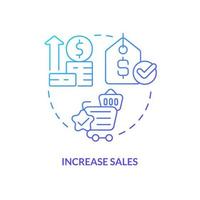 Increase sales blue gradient concept icon. Ambient scent marketing advantage abstract idea thin line illustration. Business plan and profits. Isolated outline drawing vector