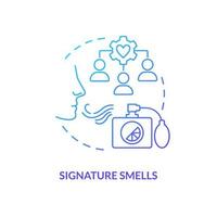 Signature smells blue gradient concept icon. Ambient scent marketing type abstract idea thin line illustration. Easy recognizable aroma. Isolated outline drawing vector