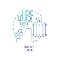 Hot air rises blue gradient concept icon. Living upstairs during winter. Stay warm. Home climate abstract idea thin line illustration. Isolated outline drawing vector