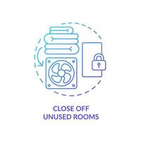 Close off unused rooms blue gradient concept icon. Save on heat energy bills in winter. Reduce warm losses abstract idea thin line illustration. Isolated outline drawing vector