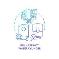 Insulate hot water tank blue gradient concept icon. Boiler blanket. Reduce losing heat. Saving energy abstract idea thin line illustration. Isolated outline drawing vector