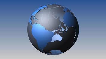 un terra globo ruota contro un' pallido blu sfondo - ciclo continuo video