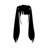 silhouette of female two ponytail hairstyle. salon, beauty, wig. vector illustration