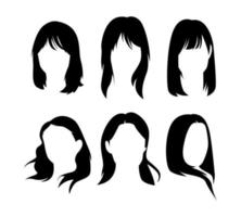 set of woman hairstyle silhouettes. concept of salon, wig, style, fashion. vector illustration.