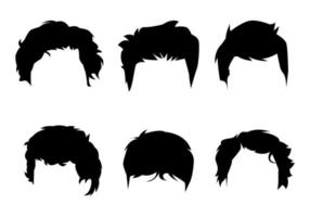 set of silhouettes of men's hairstyles. concept of barber, wig, style, fashion. vector illustration.