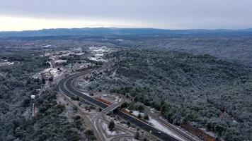 Montserrat mountain on a snowy winter day. video