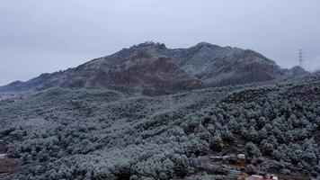 Montserrat mountain on a snowy winter day. video