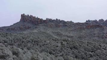 Montserrat mountain on a snowy winter day. video