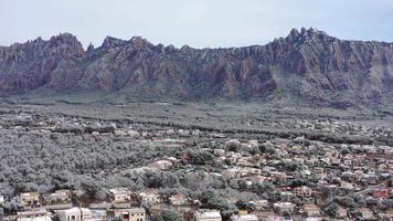 Montserrat mountain on a snowy winter day. video