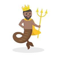 Rey sirena africano diseño personaje en blanco antecedentes vector