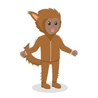 Man african With Werewolf Costume halloween design character on white background vector