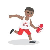 Life Guard african Running To Rescue design character on white background vector