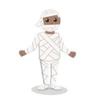 hombre africano con momia disfraz Víspera de Todos los Santos diseño personaje en blanco antecedentes vector