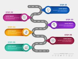 Roadmap Timeline Infographic Report Presentation With Business 6 Icons And Options. vector