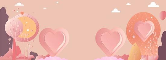 Nature Background With Heart Shapes And Space For Text or Message. Valentine's Day Concept. vector