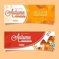 For Autumn Sale Header Or Banner Design In Two Color Option. vector