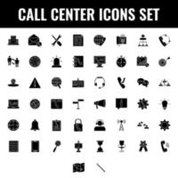 Glyph Call Center Icon Set on White Background. vector