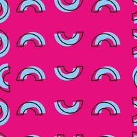 Memphis Style Seamless Pattern Background Of Semi Circles In Pink And Blue Color. vector