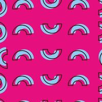 Memphis Style Seamless Pattern Background Of Semi Circles In Pink And Blue Color. vector