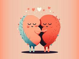 Embracing Potato Couple On Light Orange Background And Copy Space. Fall In Love Concept. vector