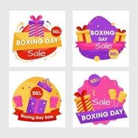 boxeo día rebaja póster diseño en cuatro opciones vector