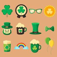 Flat Style St. Patrick Day Festival Element Or Icons On Pastel Brown Background. vector