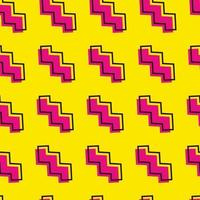 Seamless Pattern Of Memphis Zigzag Line Background In Yellow And Pink Color. vector