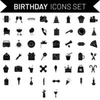 BW Illustration of Birthday Icon Set on White Background. vector