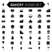 Flat style Bakery icon set in bw color. vector