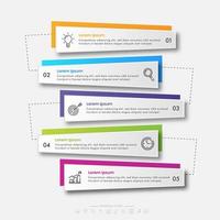 Modern Infographics Template With 5 Paper Label Options And Thin Line Business Icons. vector