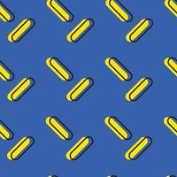 Seamless Geometric Rounded Rectangle Pattern Background In Blue And Yellow Color. vector