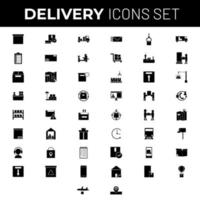 BW Illustration of Delivery Icon Set in Flat Style. vector