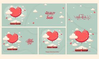 Social Media Header, Standee Banner And Poster Design For Happy Valentine's Day Concept. vector