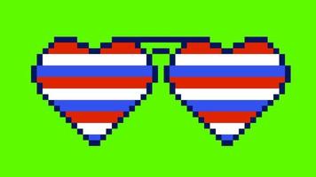 pixel kunst animatie van liefde Amerika voor onafhankelijkheid dag Aan groen scherm video