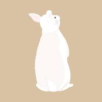 Back View Of Cartoon Rabbit Sitting On Brown Background. vector