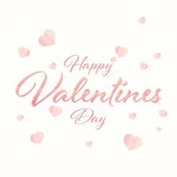 Pink Happy Valentine's Day Font On Hearts Decorated Background. vector