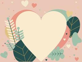 Heart Shapes And Leaves Decorated Background With Copy Space. Valentine's Day Concept. vector