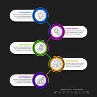 Business Infographic Timeline Template With 5 Circle Label Options And Icons. vector